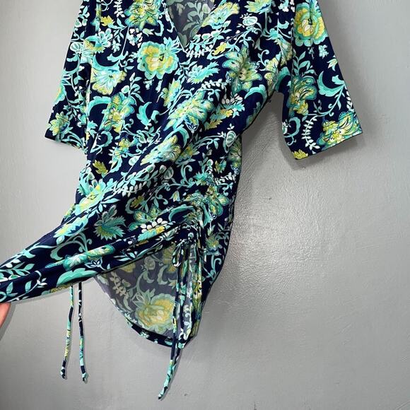 Lands End Size Small Ruched Swim Shirt Nylon Top Coastal Beach Scuba Active - Picture 2 of 10